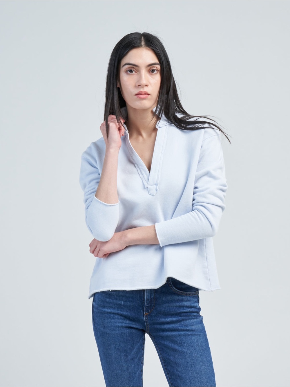 FRANK & EILEEN //Patrick Popover Henley Sweatshirt Light Blue Size S